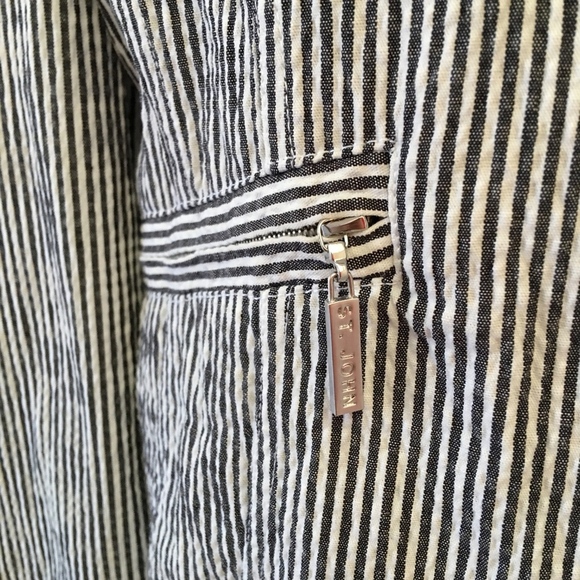 St. John Seersucker Blazer Ball White Size Medium - Picture 2 of 8